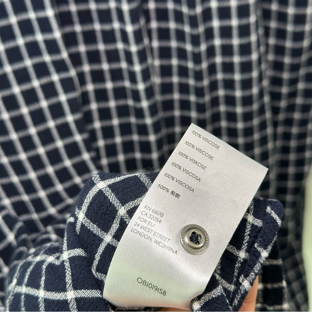 Anthropologie Maeve Sara‎ Smocked Shirt Dress Navy Blue Plaid Button Down XS - Picture 8 of 13